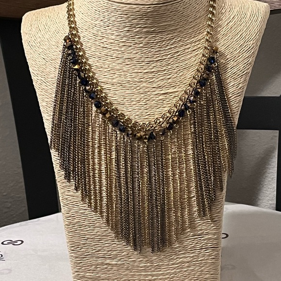 🔵PASSIANA NWOT AUTHENTIC GOLD-PLATED  BRASS FRINGE STATEMENT NECKLACE - Picture 16 of 17